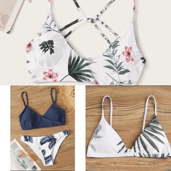SHEIN Other - NEW 3 Swimsuit Tops + One pair of Bottoms Size S